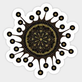 Virus Mandala (black/yellow) Sticker